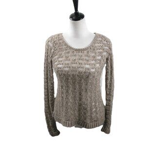 American Eagle Taupe Open Knit Scoop Neck Sweater Size Small